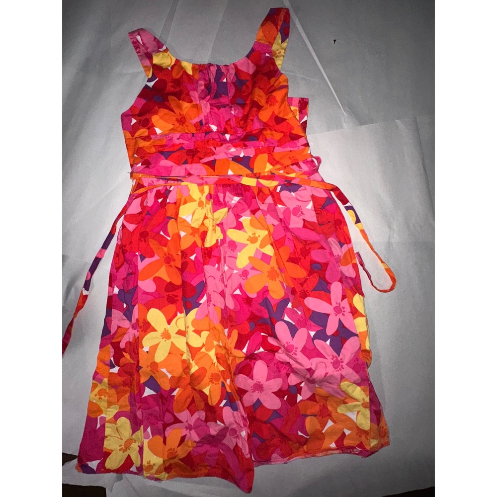Rare Editions Kids Floral Sun Dress Pink Orange Yellow Sleeveless Summer Dress